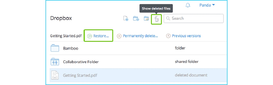 Lấy lại file đã xóa trên Dropbox