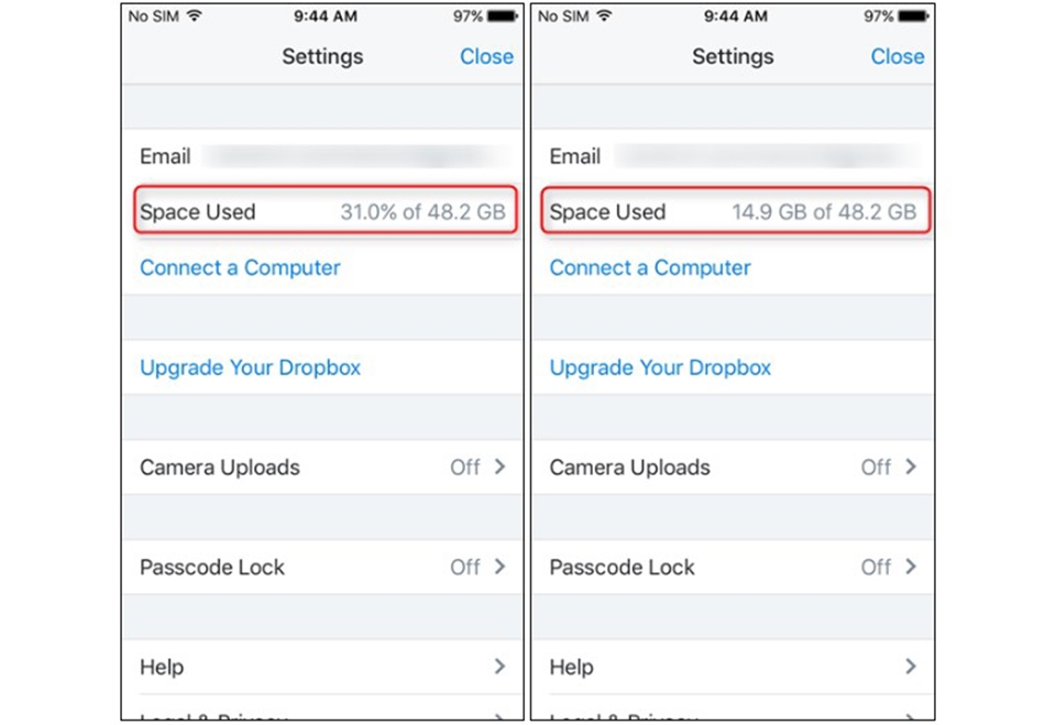 Kiểm tra dung lượng đã sử dụng trên Dropbox Kiểm tra dung lượng đã sử dụng trên Dropbox
