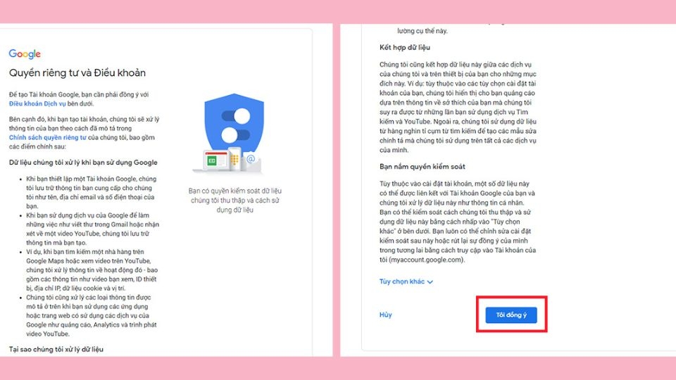 Cuối cùng nhấn xác nhận “Tôi đồng ý” để tạo tài khoản.