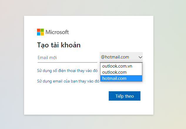 Cách tạo tài khoản hotmail miễn phí - Bước 1