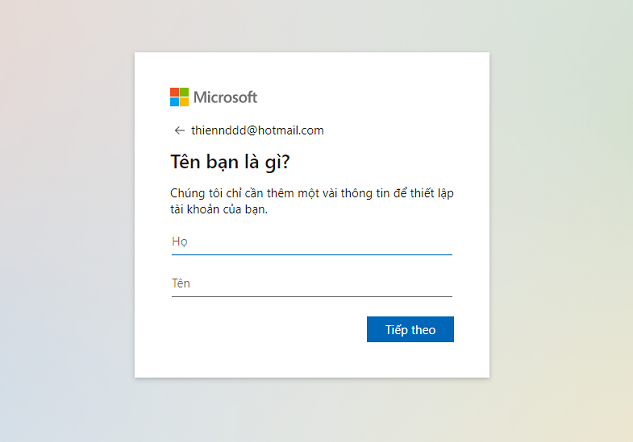 Cách tạo tài khoản hotmail miễn phí - Bước 2