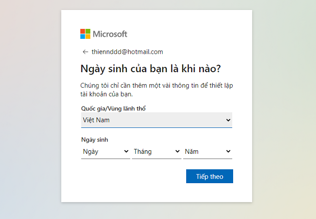 Cách tạo tài khoản hotmail miễn phí - Bước 1