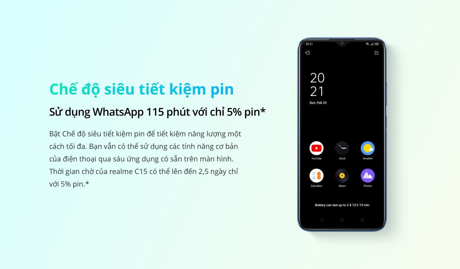 Chế độ siêu tiết kiệm pin của realme C15