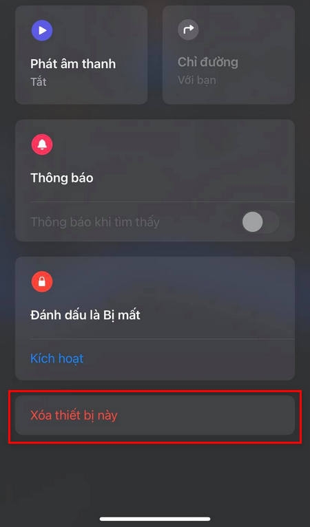 Xoá thiết bị trong Find My