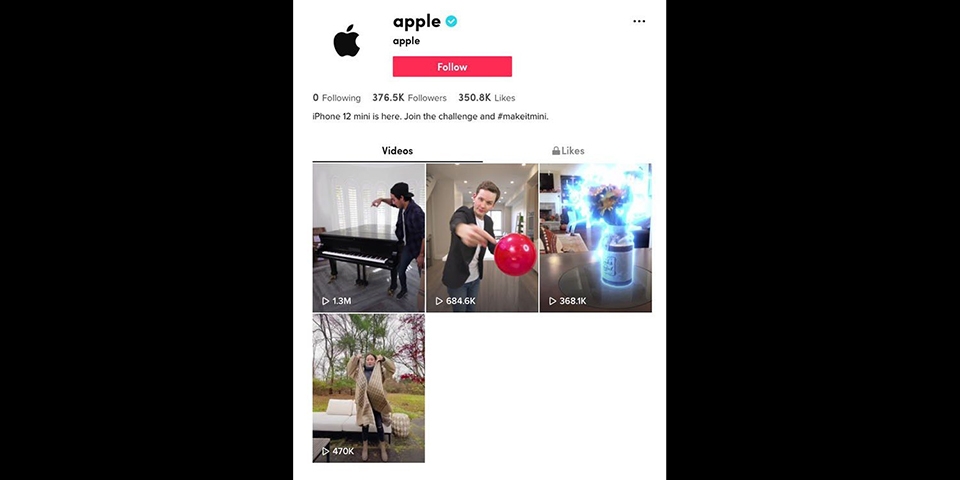 Bắt trend, Apple dùng Tiktok để quảng cáo dòng iPhone 12 mini