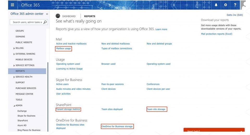 Cách kiểm tra dung lượng trên Office 365 Cách kiểm tra dung lượng trên Office 365