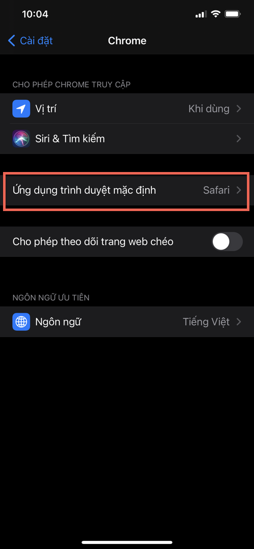 Đặt ứng dụng trình duyệt web mặc định trên iOS 14