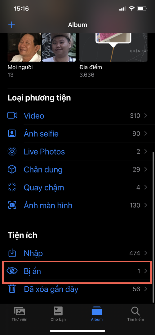 Truy cập album ảnh bị ẩn trên iOS 14