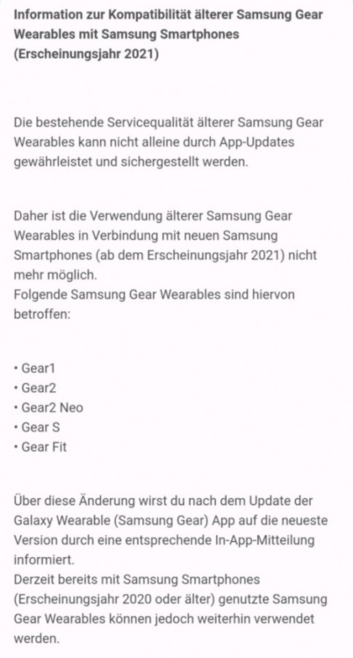 Smartphone Samsung Galaxy 2021 sẽ không hỗ trợ thiết bị đeo Galaxy Gear quá cũ Smartphone Samsung Galaxy 2021 sẽ không hỗ trợ thiết bị đeo Galaxy Gear quá cũ