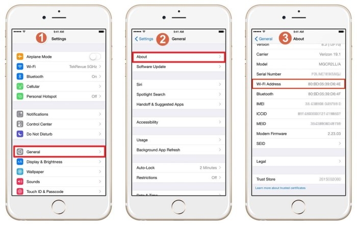 xem địa chỉ mac trên iphone
