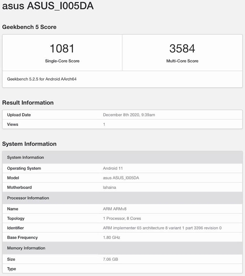 ASUS ROG Phone 4 với chip Snapdragon 888, RAM 8GB được phát hiện trên Geekbench