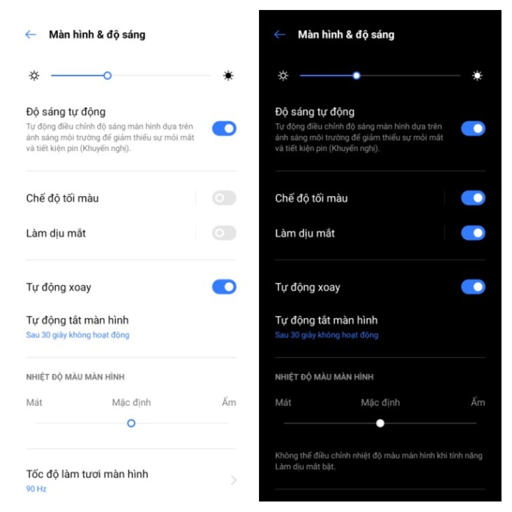 Tùy chỉnh màn hình và độ sáng Realme C17