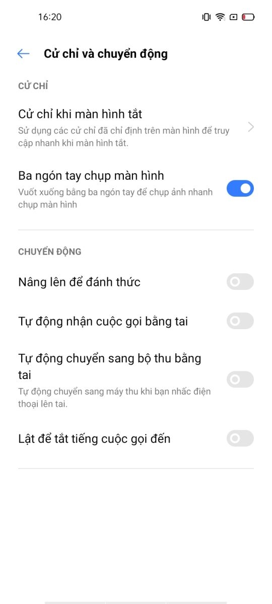 Cử chỉ và chuyển động