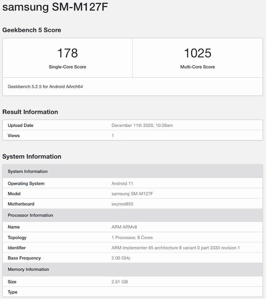 Galaxy M12 xuất hiện trên Geekbench