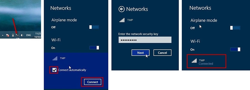 kết nối Wi-Fi Windows 8