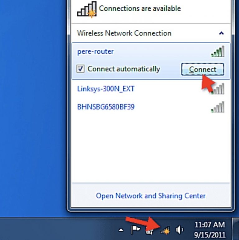 kết nối Wi-Fi Windows 7