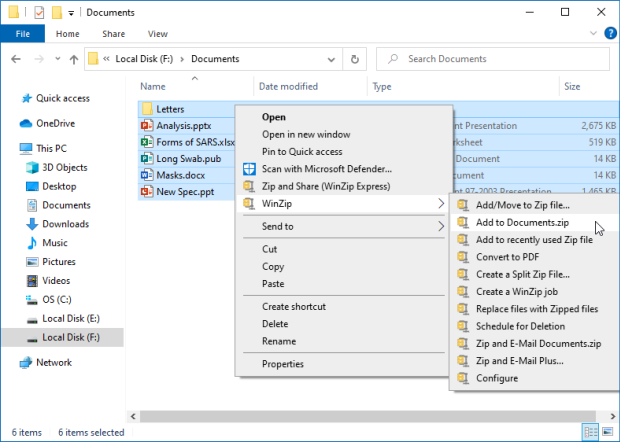 Giải nén bằng WinZip