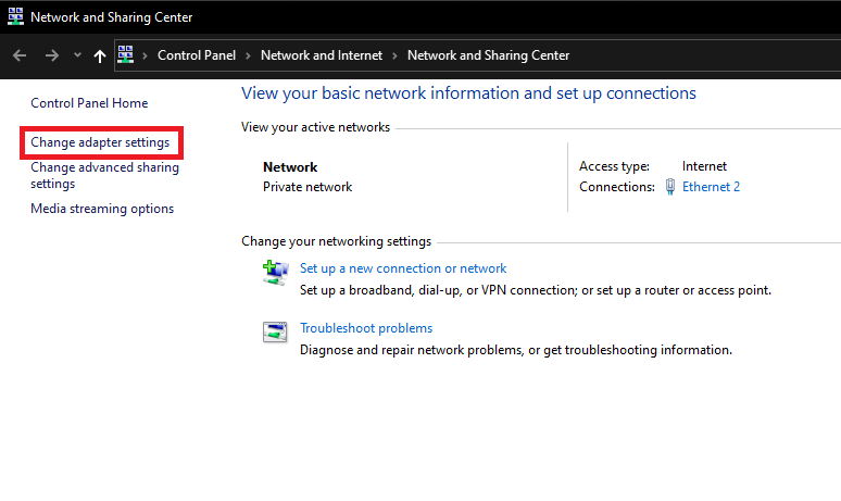 adapter settings