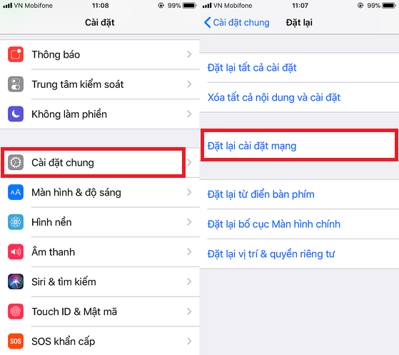 khôi phục cài đặt mạng trên iphone