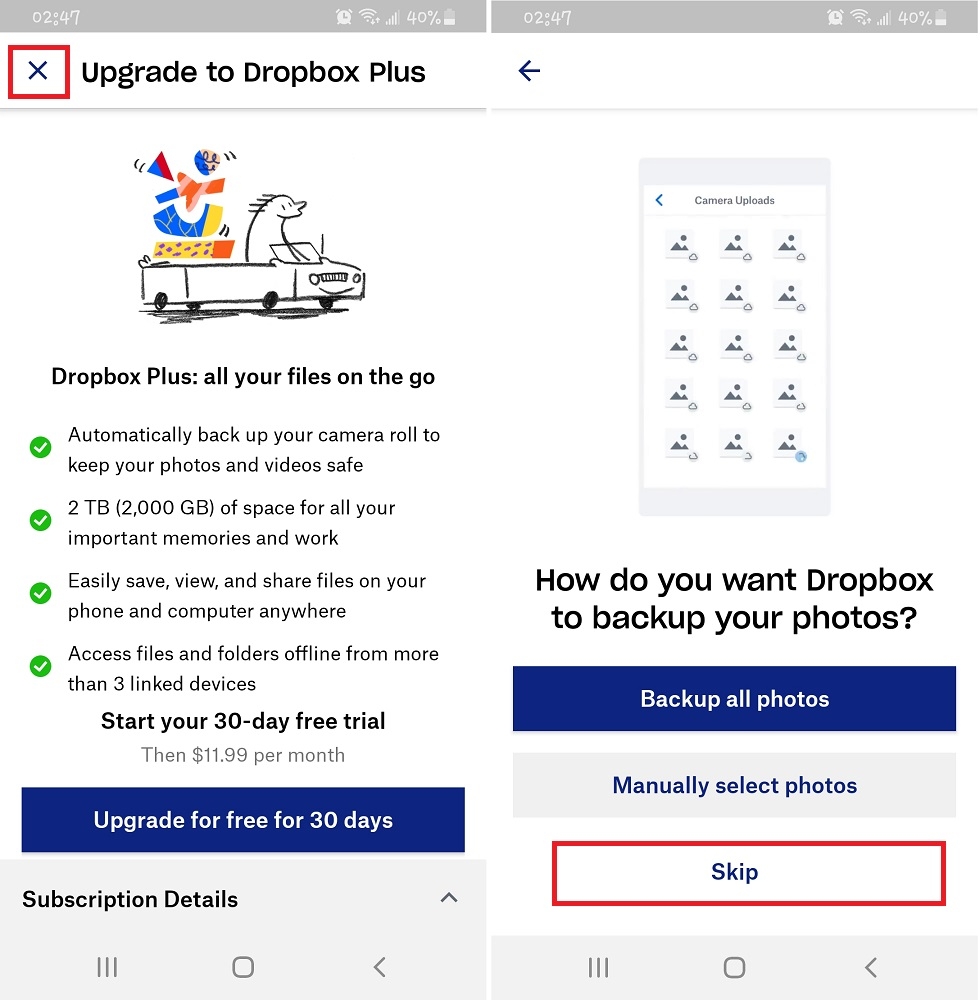 dropbox trên điện thoại