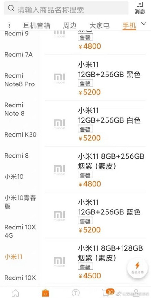 Giá bán Xiaomi Mi 11