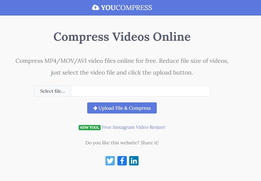 Giảm dung lượng video trên YouCompress
