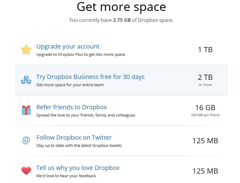 nâng cấp tài khoản dropbox
