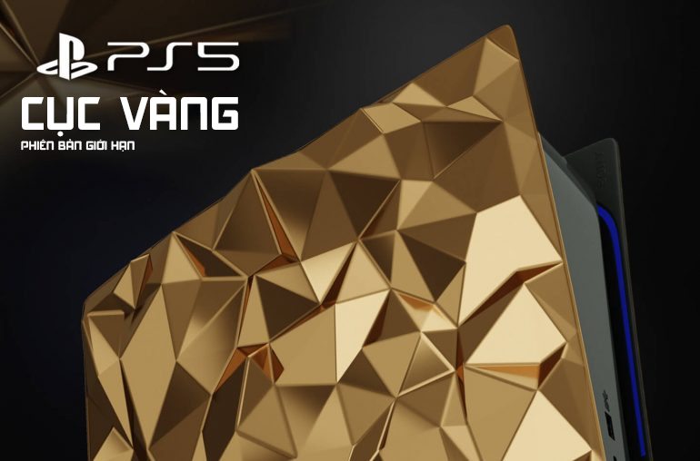 Máy chơi game PlayStation 5 bằng vàng nguyên khối