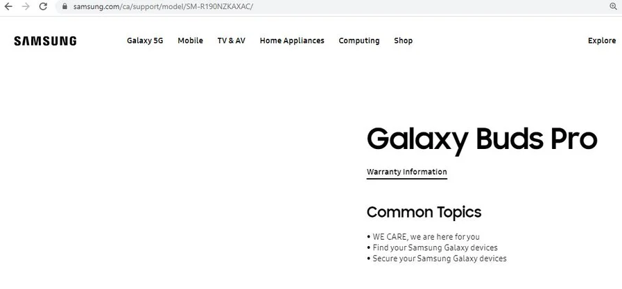 Samsung xác nhận Galaxy Buds Pro ngay trên trang web chính thức