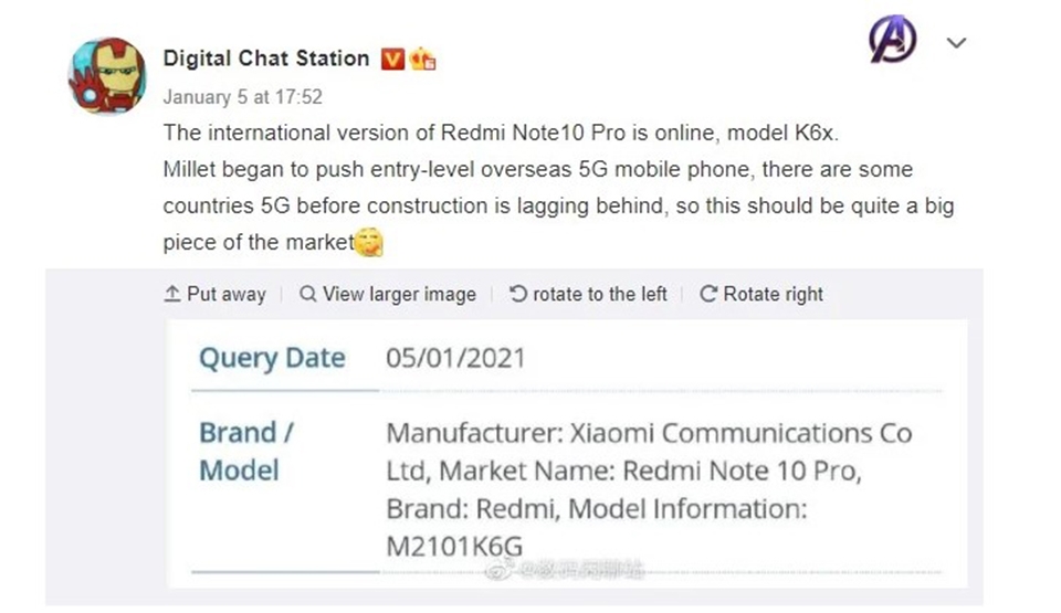 Thông tin Redmi Note 10 Pro