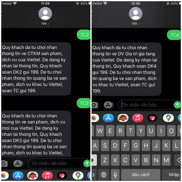 Từ chối tin nhắn quảng cáo