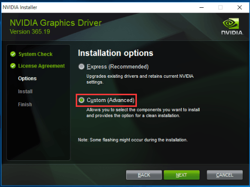 lỗi nvidia installer failed