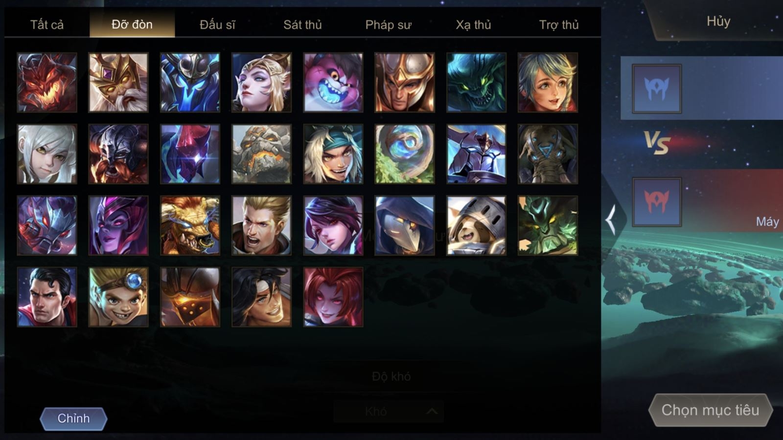 Đỡ đòn có tổng cộng 29 vị tướng