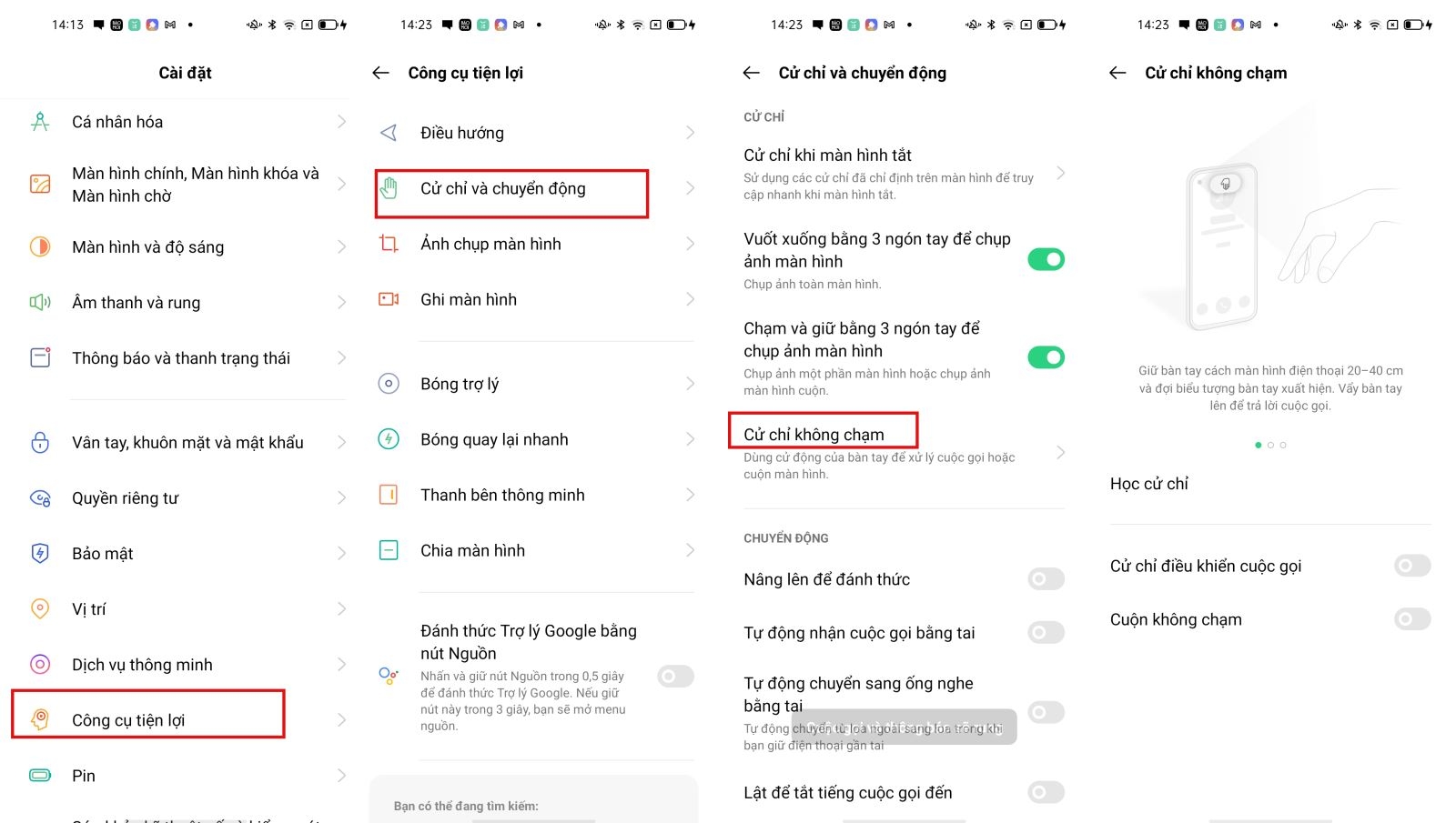 Cử chỉ điều hướng không chạm thông minh trên OPPO Reno5 Cử chỉ điều hướng không chạm thông minh trên OPPO Reno5