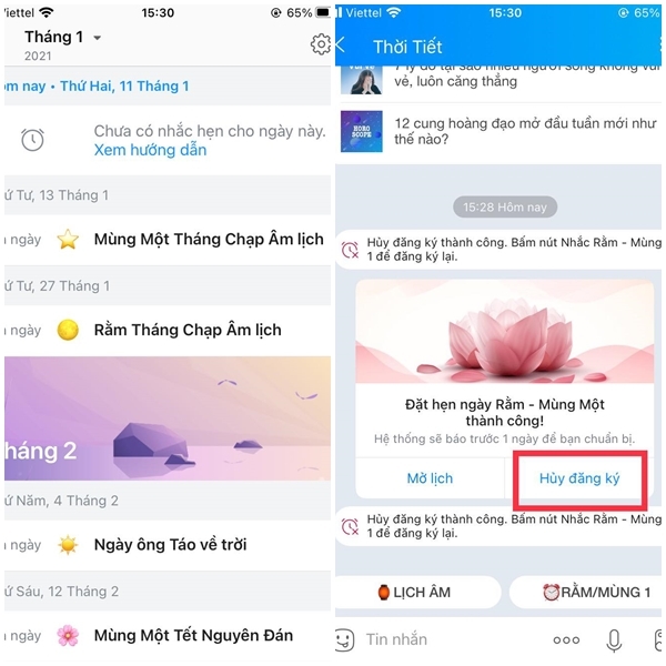 Hủy nhắc nhở