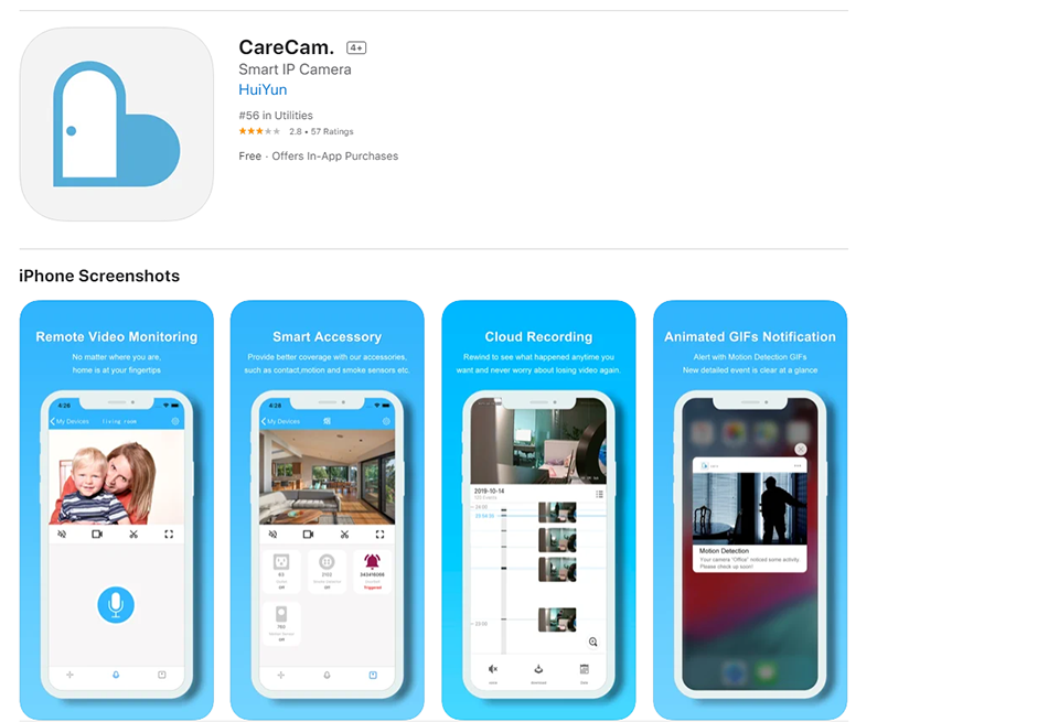 phần mềm xem camera trên điện thoại iPhone - CareCam