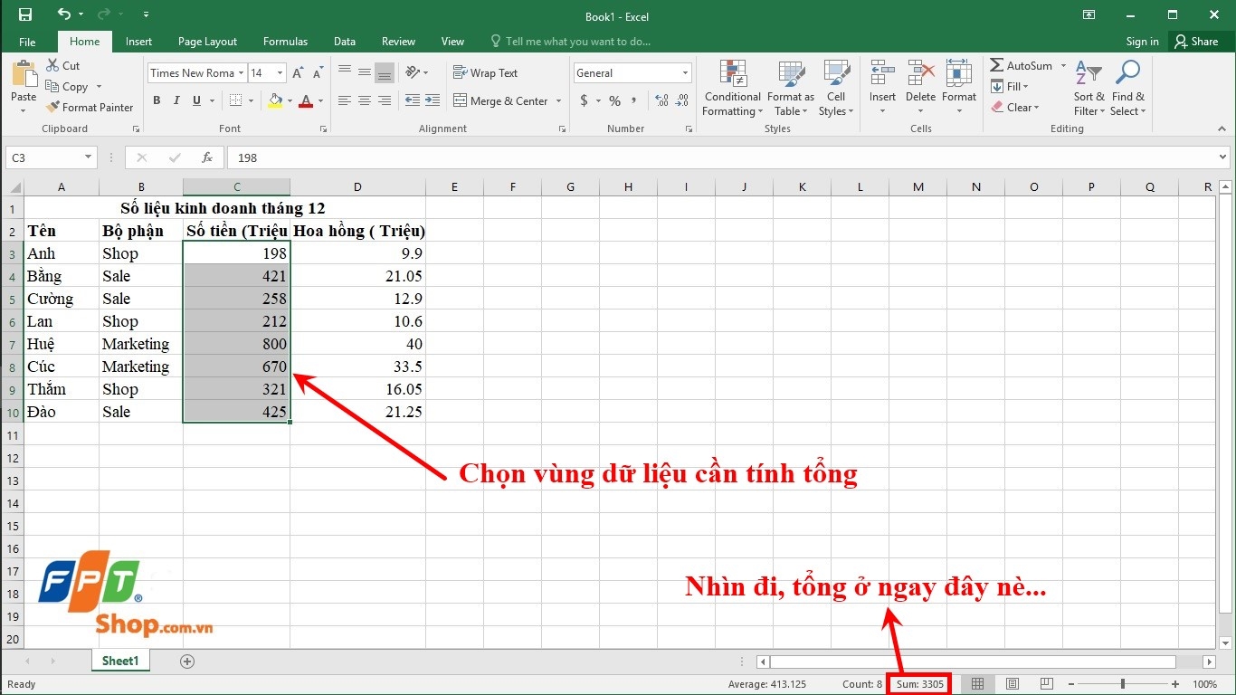 12 cách tính tổng trong Excel không phải ai cũng biết (2)