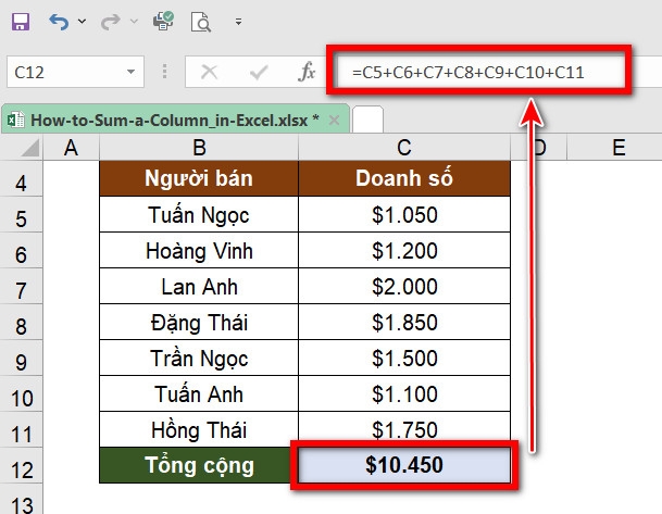 12 cách tính tổng trong Excel không phải ai cũng biết (1)