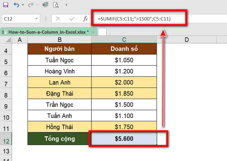 12 cách tính tổng trong Excel không phải ai cũng biết (12)