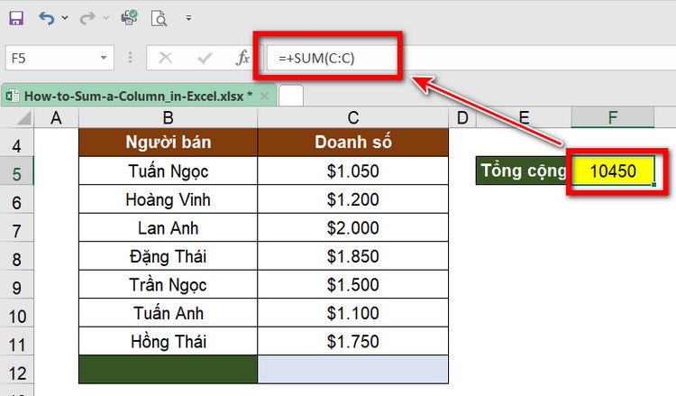 12 cách tính tổng trong Excel không phải ai cũng biết (5)