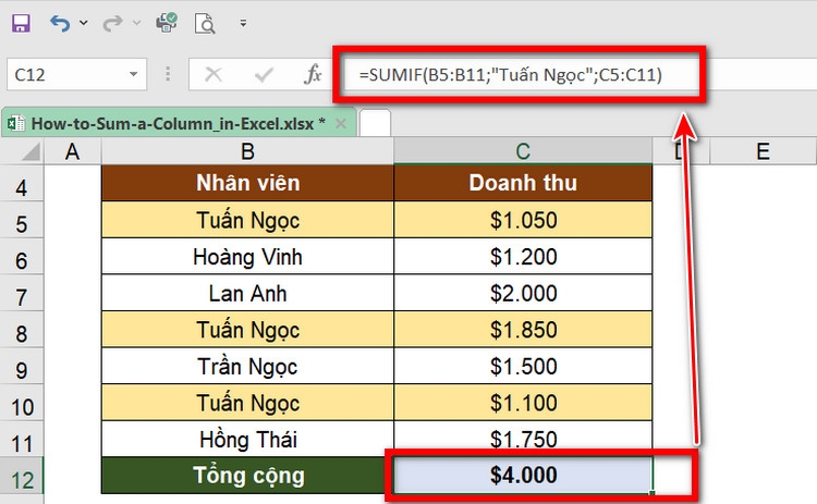 12 cách tính tổng trong Excel không phải ai cũng biết (10)