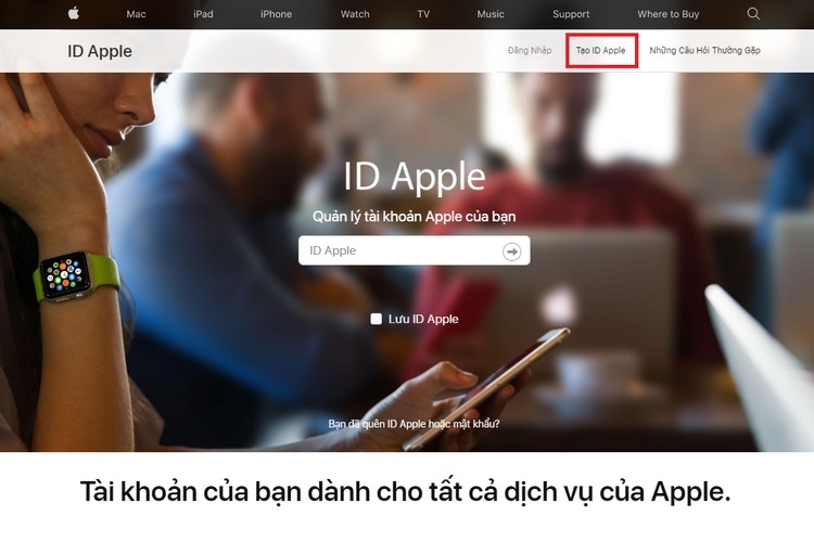 Nhấp vào Tạo ‌Apple ID