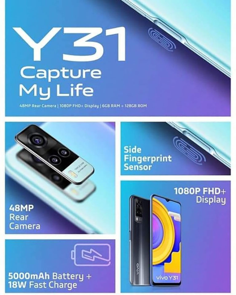 Came biến vân tay Vivo Y31 tích hợp nút nguồn