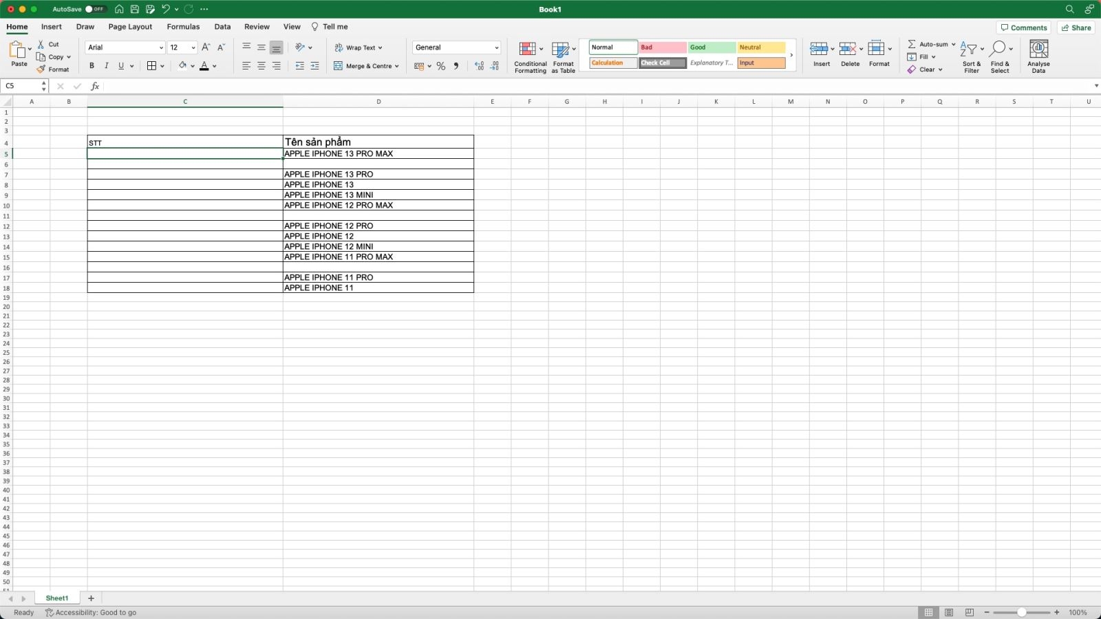 Đánh số thứ tự trong Excel bằng hàm SUBTOTAL lồng với hàm IF