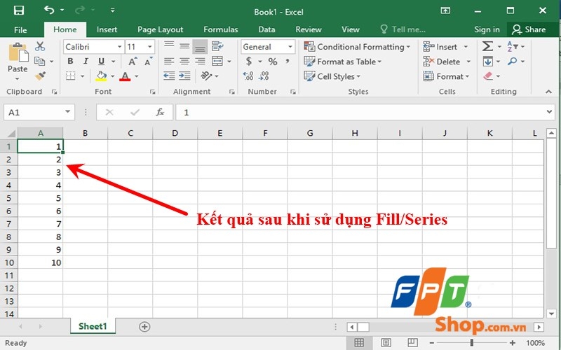 Cách đánh số thứ tự trong Excel bằng tiện ích Fill - bước 3