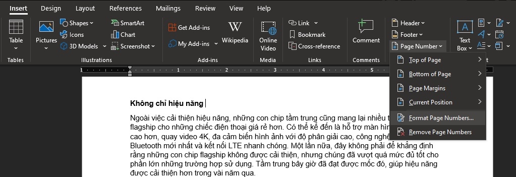 Cách đánh số trang trong Microsoft Word