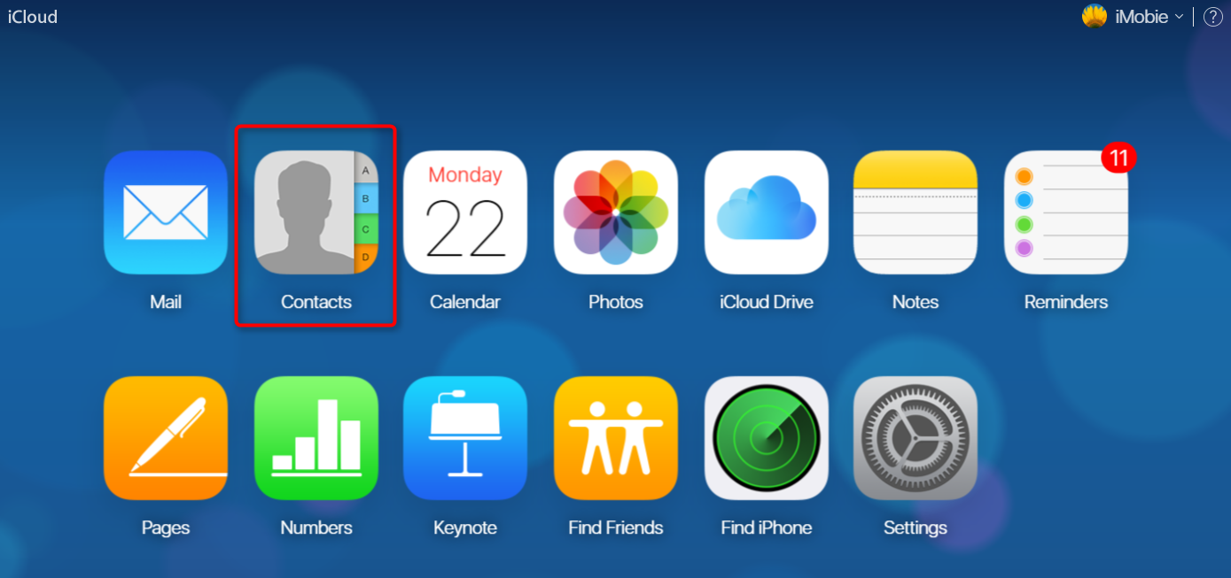 Chọn Danh bạ ở màn hình chính