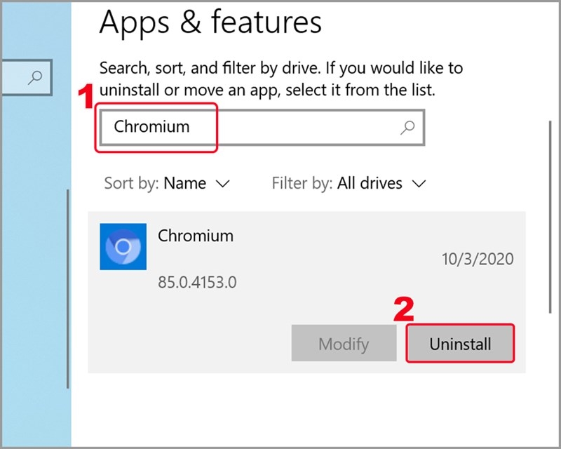 xóa Chromium khỏi Windows 10 - hình 8
