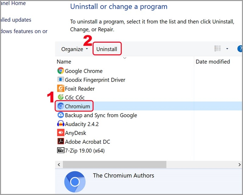 xóa Chromium khỏi Windows 10 - hình 3