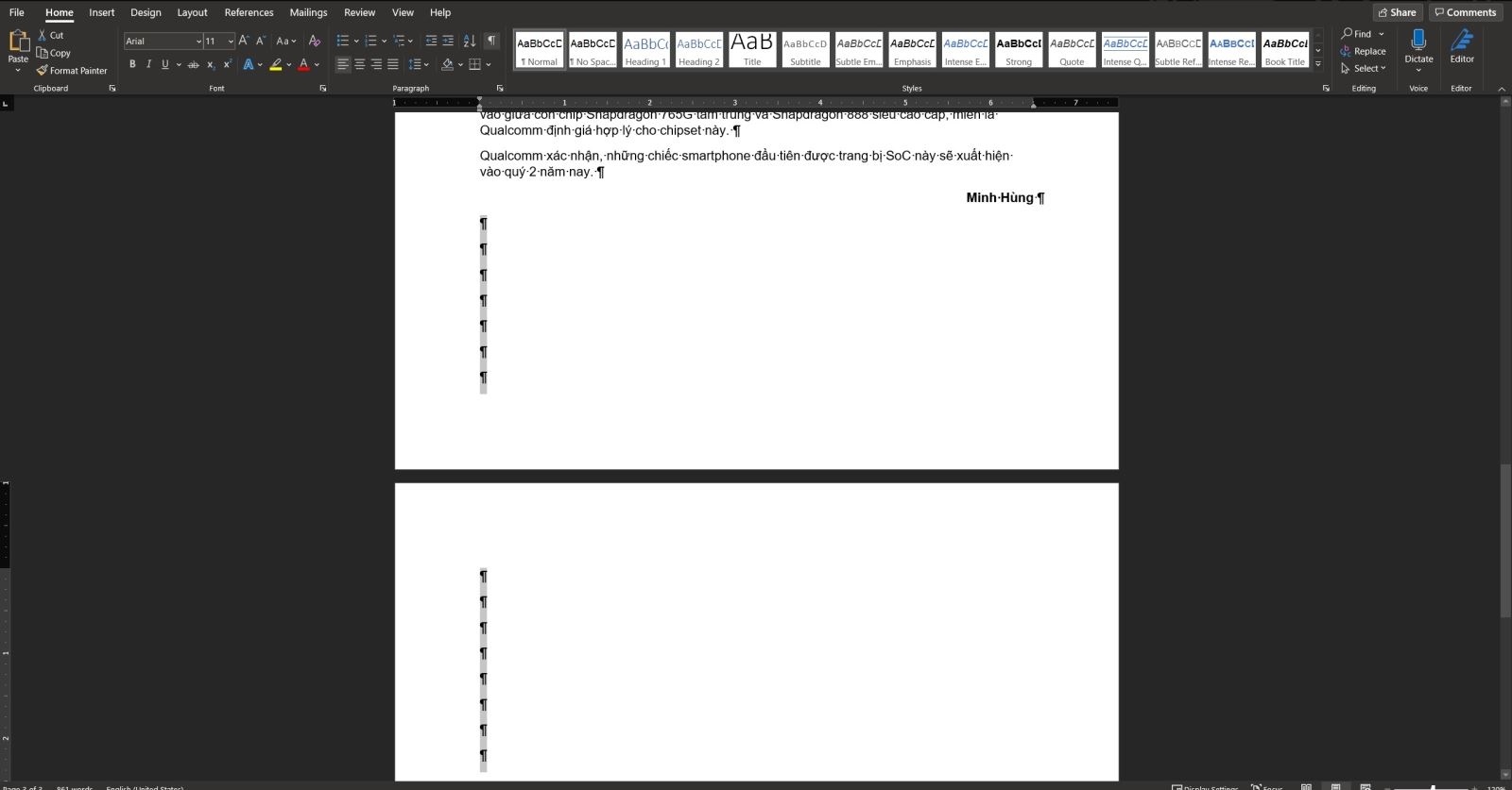 Cách xóa một trang trắng trong Word